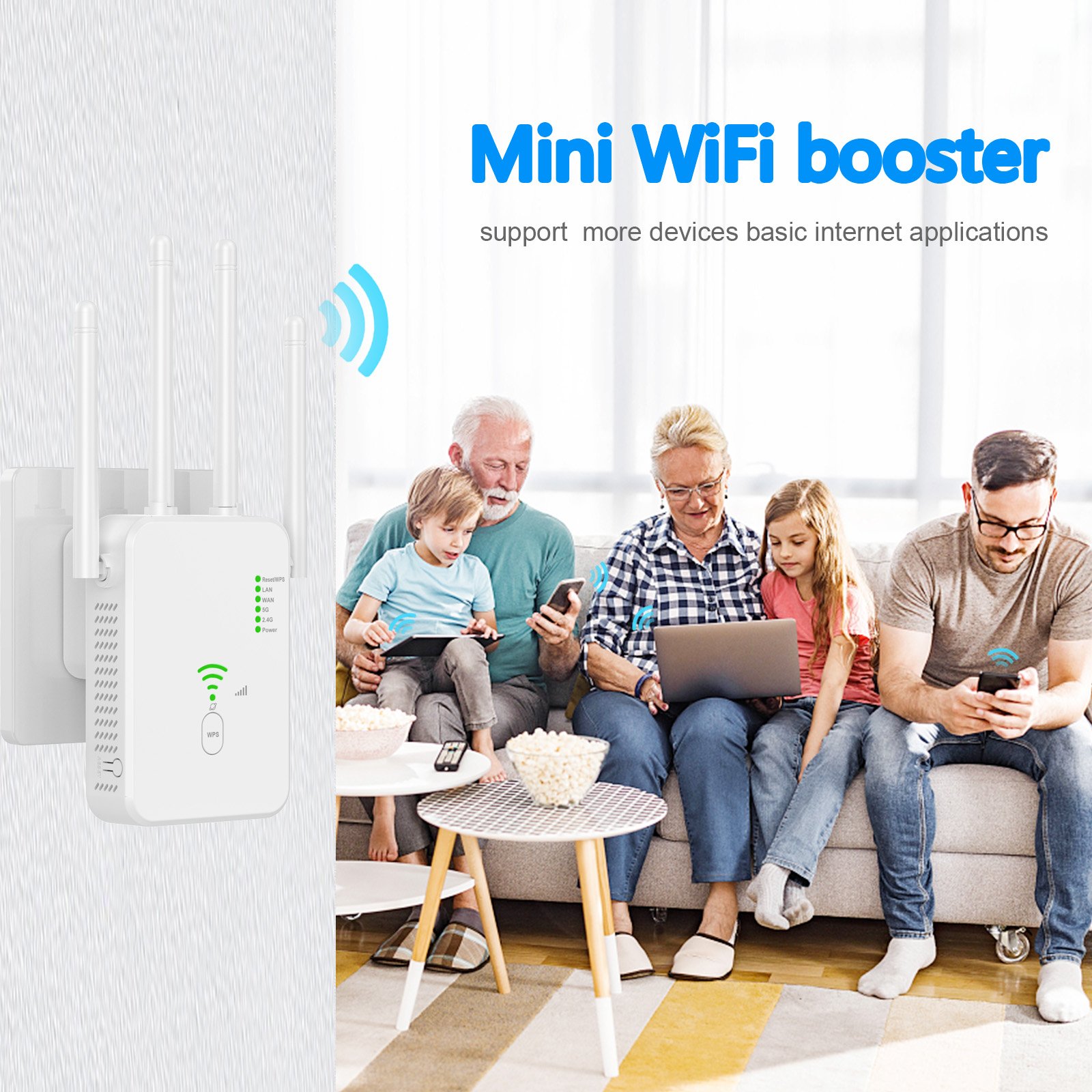 WPS Button 300Mb Wifi Repeater Wifi Extender Signal Booster For Home Dual Band